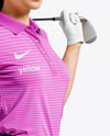 Woman Wearing Golf Shirt and Skirt Mockup
