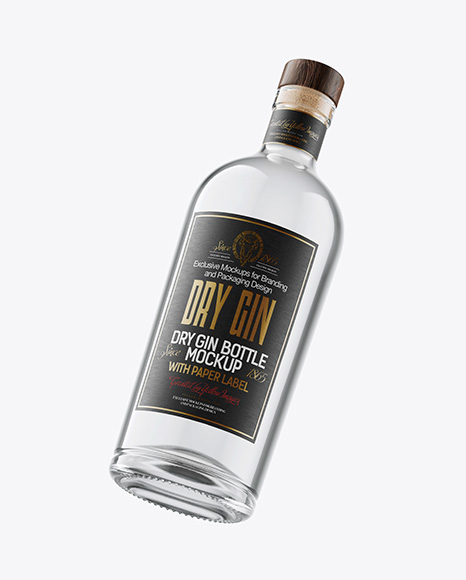 Glass Dry Gin Bottle Mockup