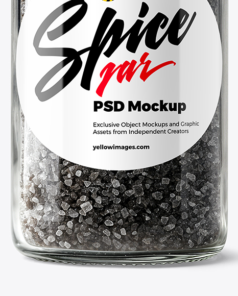Glass Jar with Black Sea Salt Mockup