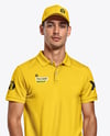 Young Man Wearing Polo Shirt and Baseball Cap Mockup