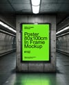 Framed Poster in Underground Passage Mockup