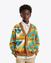 Afro-American Boy Wearing Cardigan and Shirt Mockup