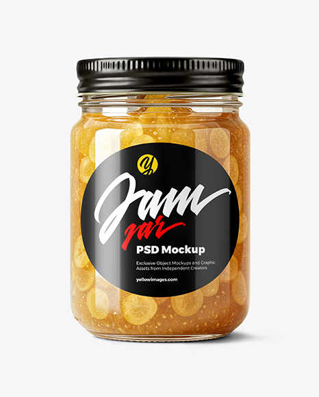 Glass Jar with White Grape Jam Mockup - Mockup shots