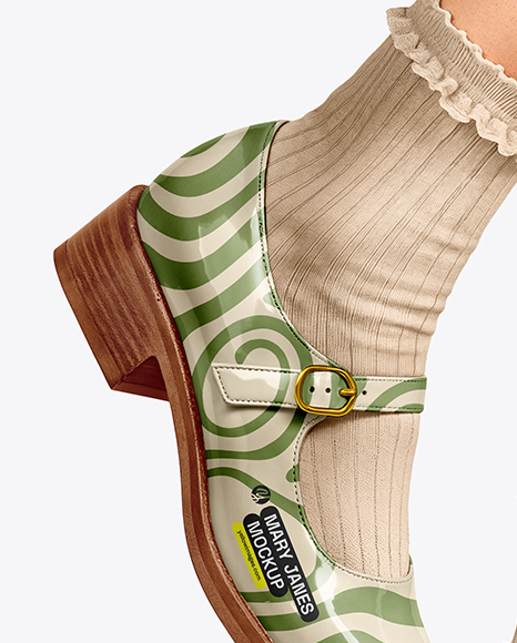 Mary Janes with Socks on Woman's Legs Mockup