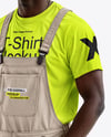 Afro-American Man Wearing a Bib Overalls and T-Shirt Mockup