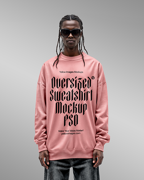 Black Man Wearing an Oversize Sweatshirt and Jeans Mockup