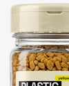 Square Plastic Jar with Fenugreek Seeds Mockup