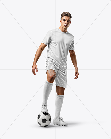 Man Wearing Soccer Jersey and Shorts Mockup