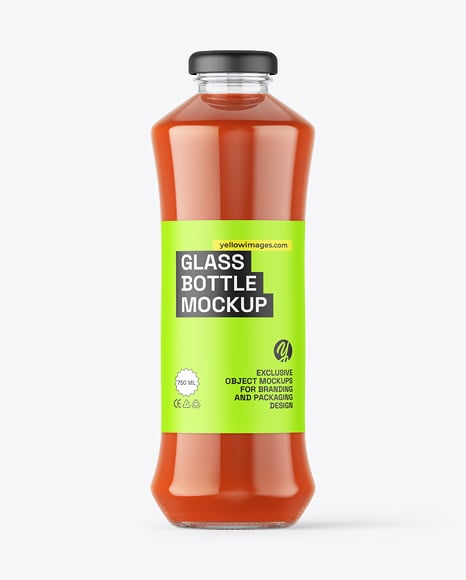Glass Bottle with Tomato Juice Mockup