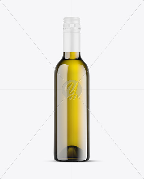 Antique Green Glass White Wine Bottle Mockup