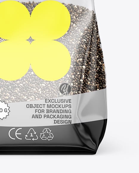 Transparent Package with Chia Seeds Mockup