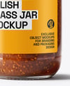 Clear Glass Jar with Sweet Relish Sauce Mockup