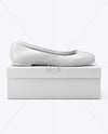 Pair of Leather Ballet Flats on Shoe Box Mockup