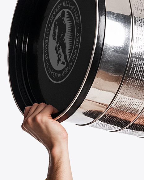 Ice Hockey Player with Stanley Cup Mockup