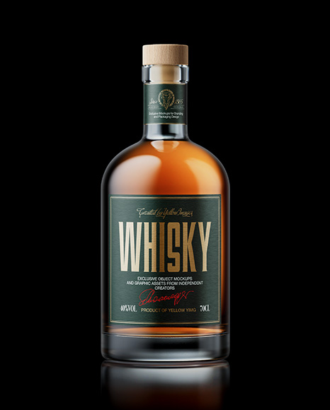 Oslo Whiskey Bottle on Black Background Mockup