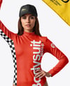 Woman Wearing Bodysuit with Flag Mockup