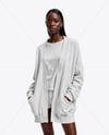 Young Black Woman Wearing Cardigan and T-shirt Mockup