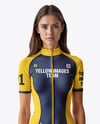 Young Woman Wearing Raglan Cycling Suit Mockup