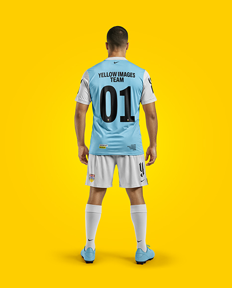 Soccer Player Wearing Jersey and Shorts Mockup