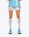 Woman Wearing Soccer Jersey and Shorts Mockup