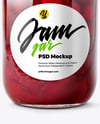 Glass Jar with Cherry Jam Mockup