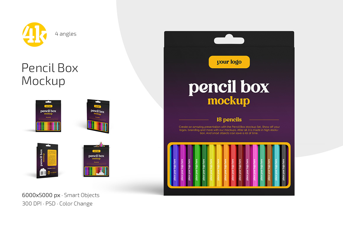 Pencil Box Mockup Set