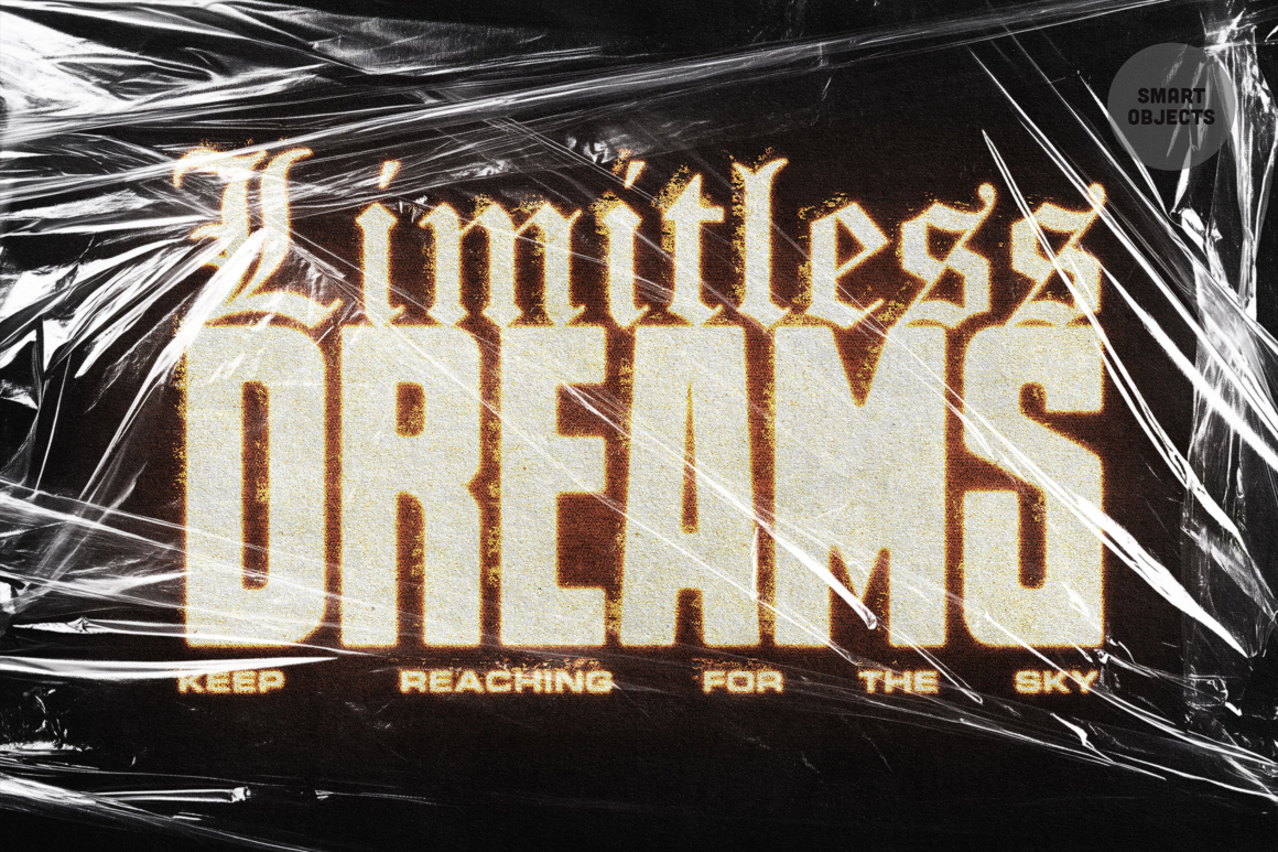 Grunge Plastic Wrap Text &amp; Logo Effect