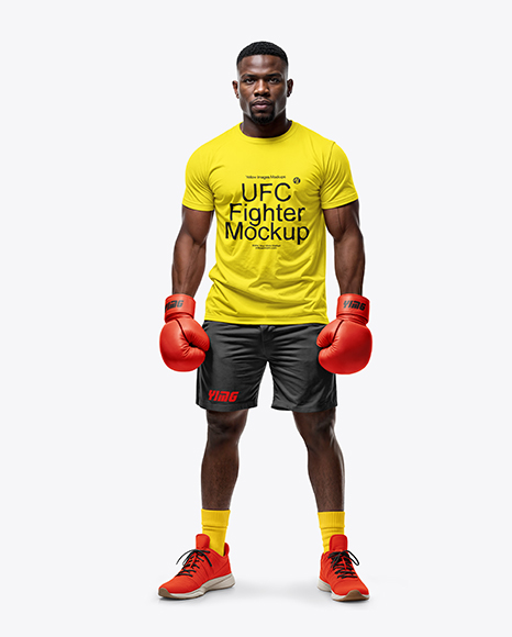 Black Male UFC Fighter Wearing T-Shirt & Shorts Mockup - Pdp+In+2020+Black+Tshirt+Outfit+Plain+Black+T+Shirt+Black+Tshirt+Men