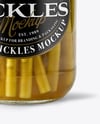 Clear Glass Jar with Pickled Asparagus Mockup