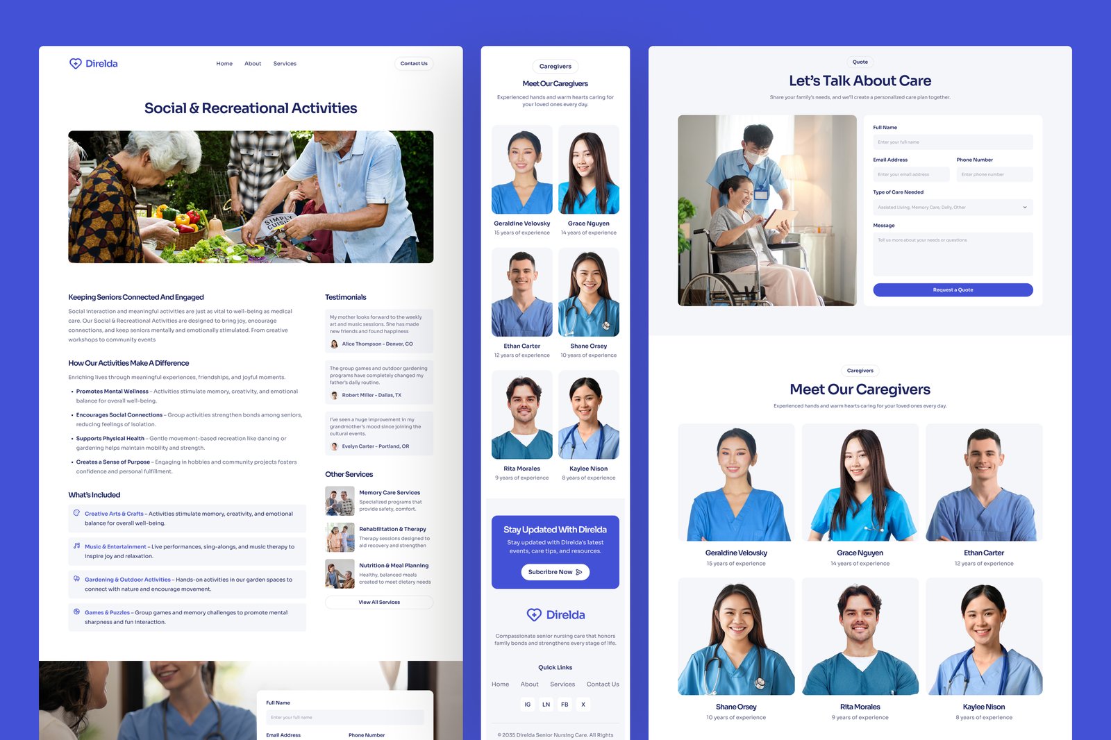 Direlda – Senior Nursing Care Website UI Figma Template