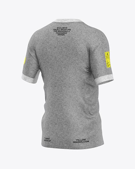 Heather T-Shirt Mockup - Back Half Side View - Mockups