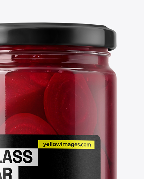 Clear Glass Jar with Pickled Beets Mockup