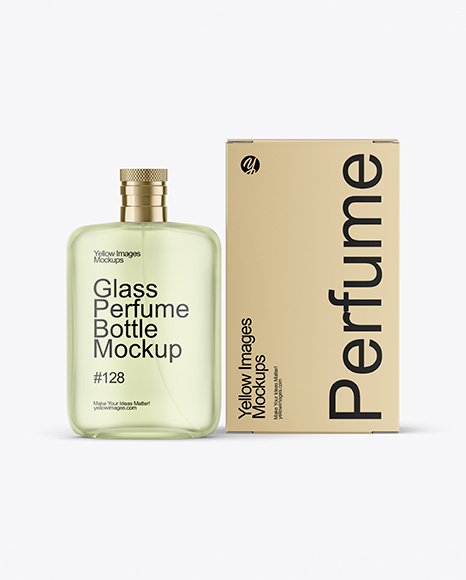 Frosted Glass Perfume Bottle with Box Mockup