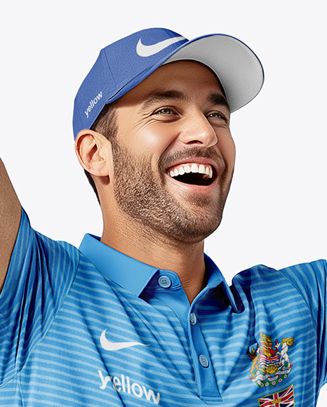 Man Wearing Golf Shirt and Shorts Mockup