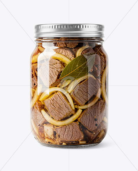 Glass Jar with Canned Stewed Meat Mockup