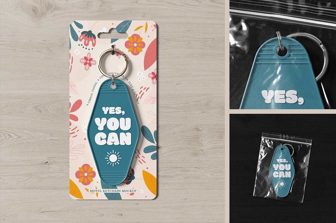 Motel Keychain in Packaging Mockup