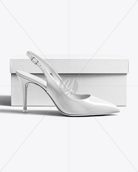 Glossy Slingback with Shoe Box Mockup