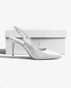 Glossy Slingback with Shoe Box Mockup