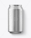 330ml Matte Metallic Can with Water Drops Mockup