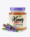 Hexagonal Glass Jar with Sage Honey Mockup