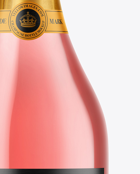 Clear Glass Pink Champagne Bottle Mockup