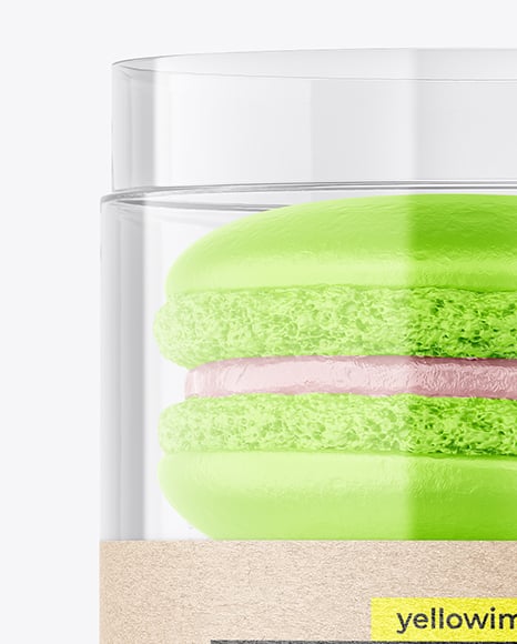 Clear Plastic Tube with Macaron Cookies Mockup