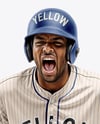 Running Black Man Wearing a Full Baseball Kit Mock