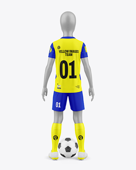 Kids Soccer Kit w/ Mannequin Mockup - Back view
