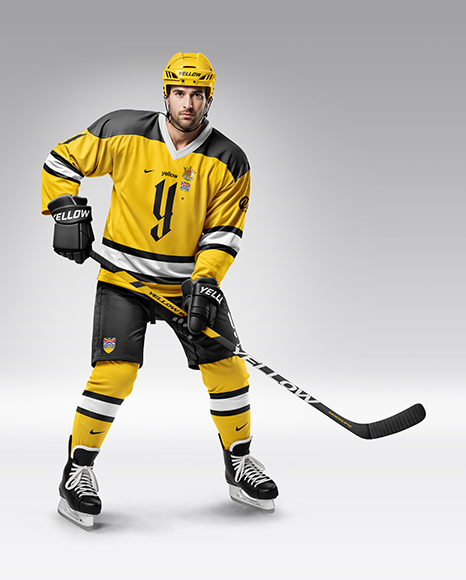 Man Wearing Full Ice Hockey Kit Mockup