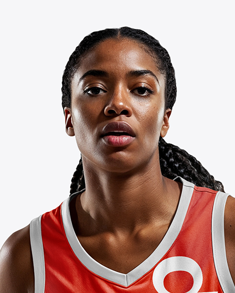 Afro-American Female Basketball Player Wearing Full Basketball Uniform Mockup