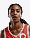 Afro-American Female Basketball Player Wearing Full Basketball Uniform Mockup