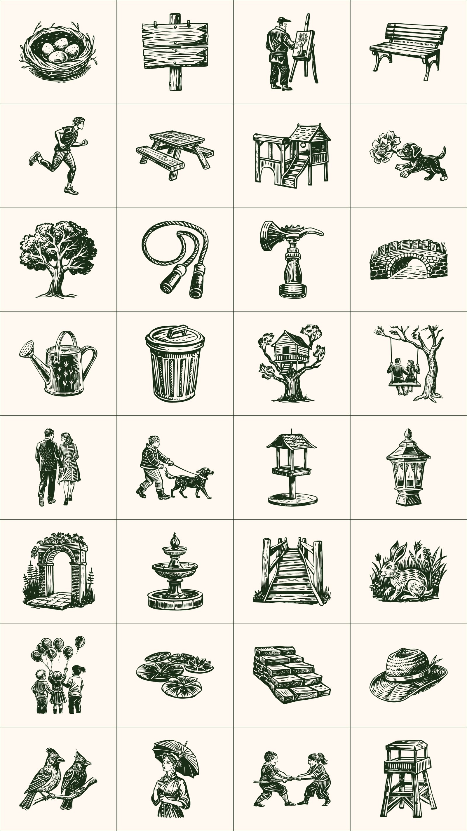 Vintage Park Illustration Set