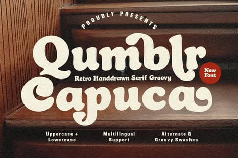Qumblr Capuca Retro Handdrawn Serif Groovy Swashes - Deco frames packaging auto