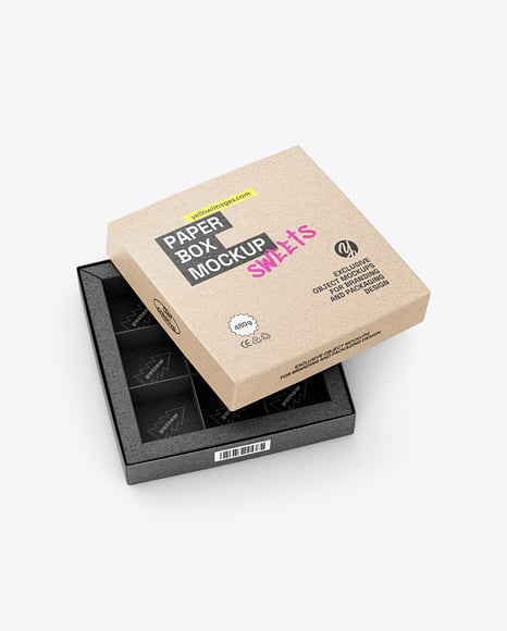 Kraft Paper Sweets Box Mockup - Cardboard box mockup